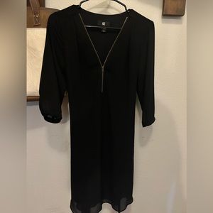 Small zipper front black dress